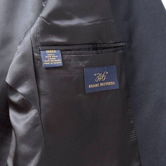 BROOKS BROTHERS 346 Mens Wool Blazer 38R Navy Gold Buttons Sport Coat Preppy - Picture 5 of 14